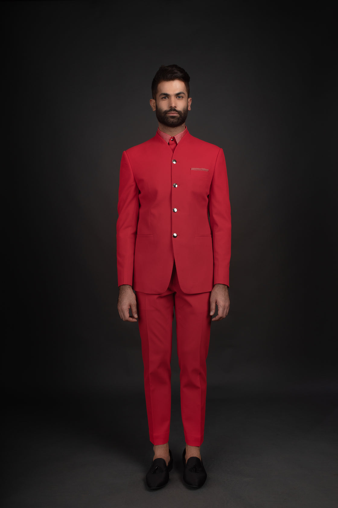 Red Bandhgala, Shirt, Trousers