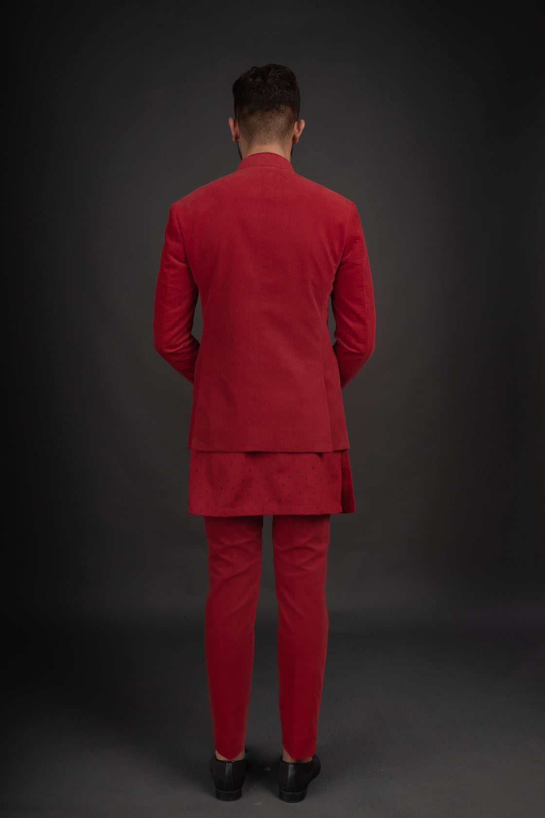 Red Bandhgala, Kurta, & Trousers