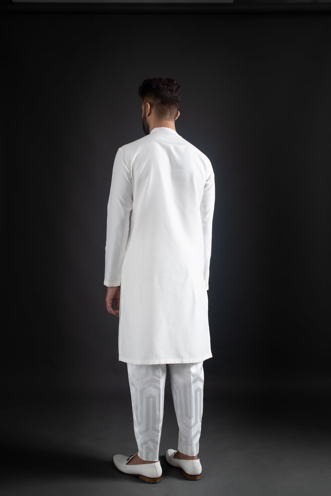 White Open Jacket, Kurta, & Trousers