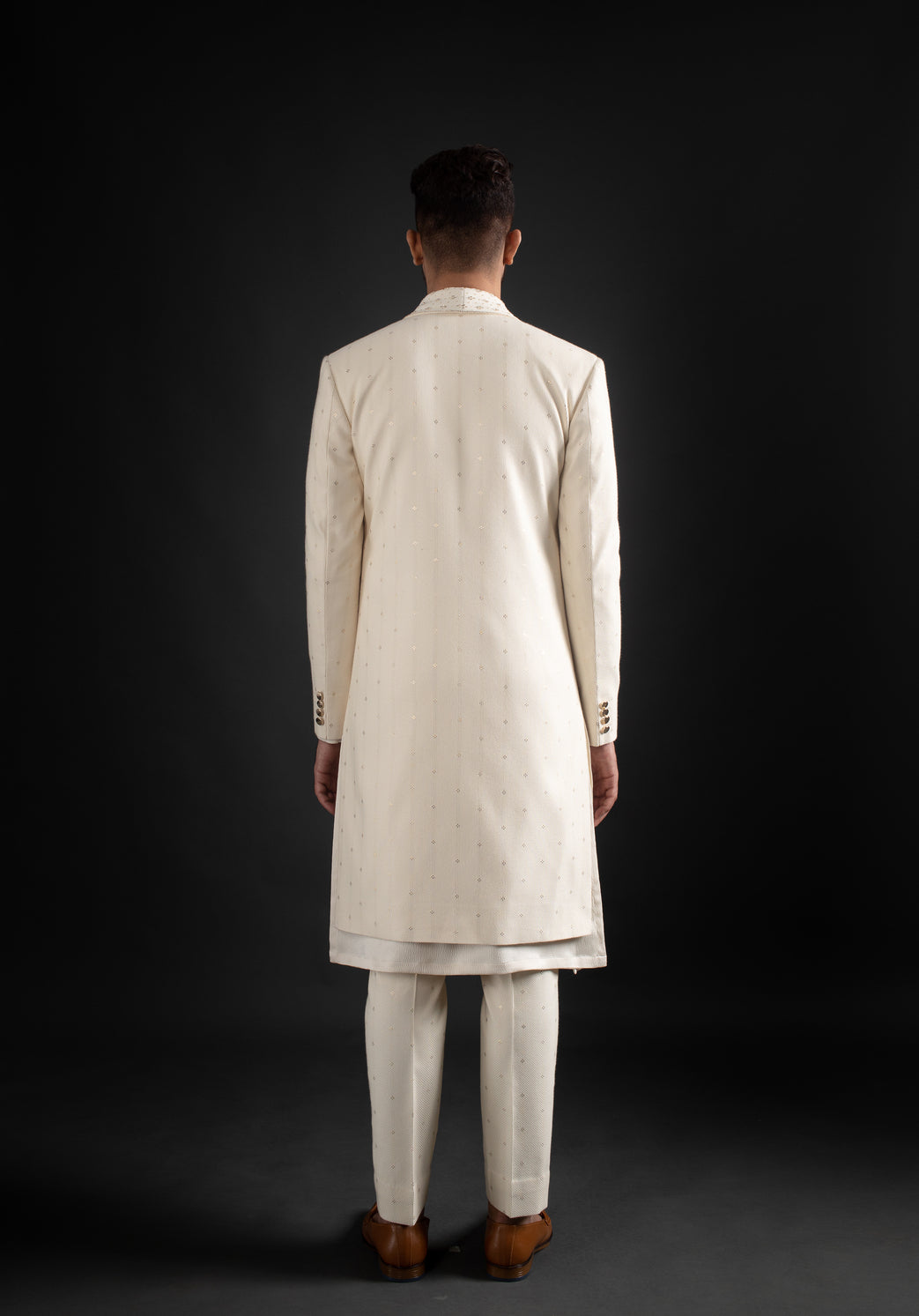 Ivory Achkan, Kurta, & Trousers