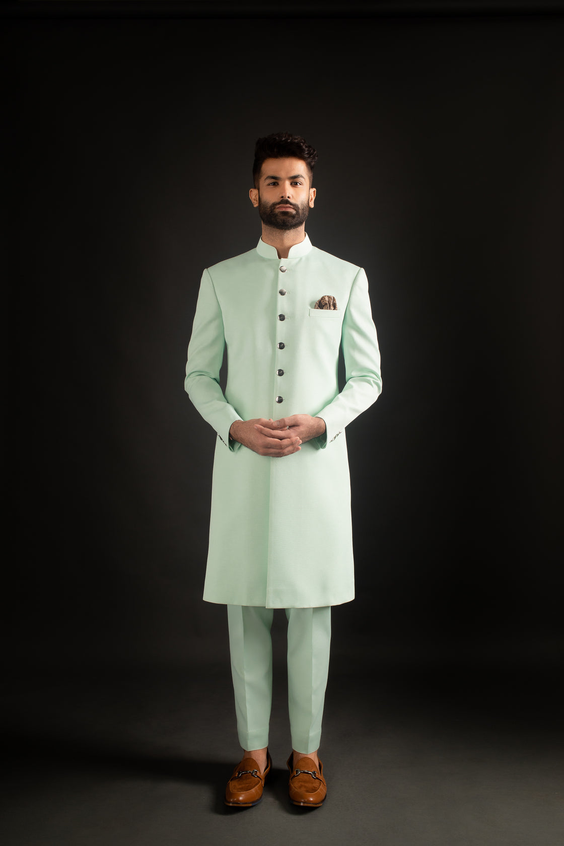 Seafoam Green Achkan & Trousers