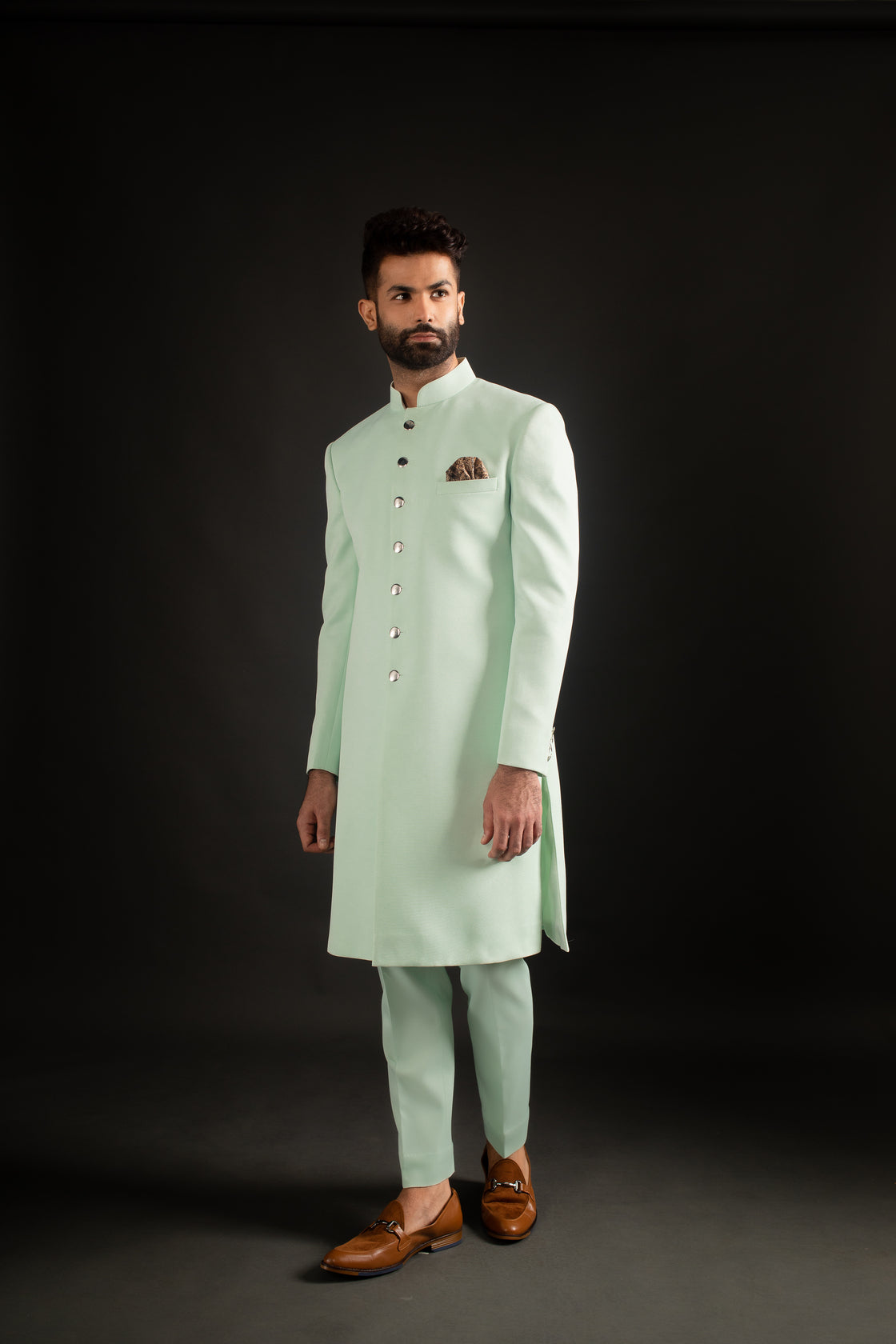 Seafoam Green Achkan & Trousers