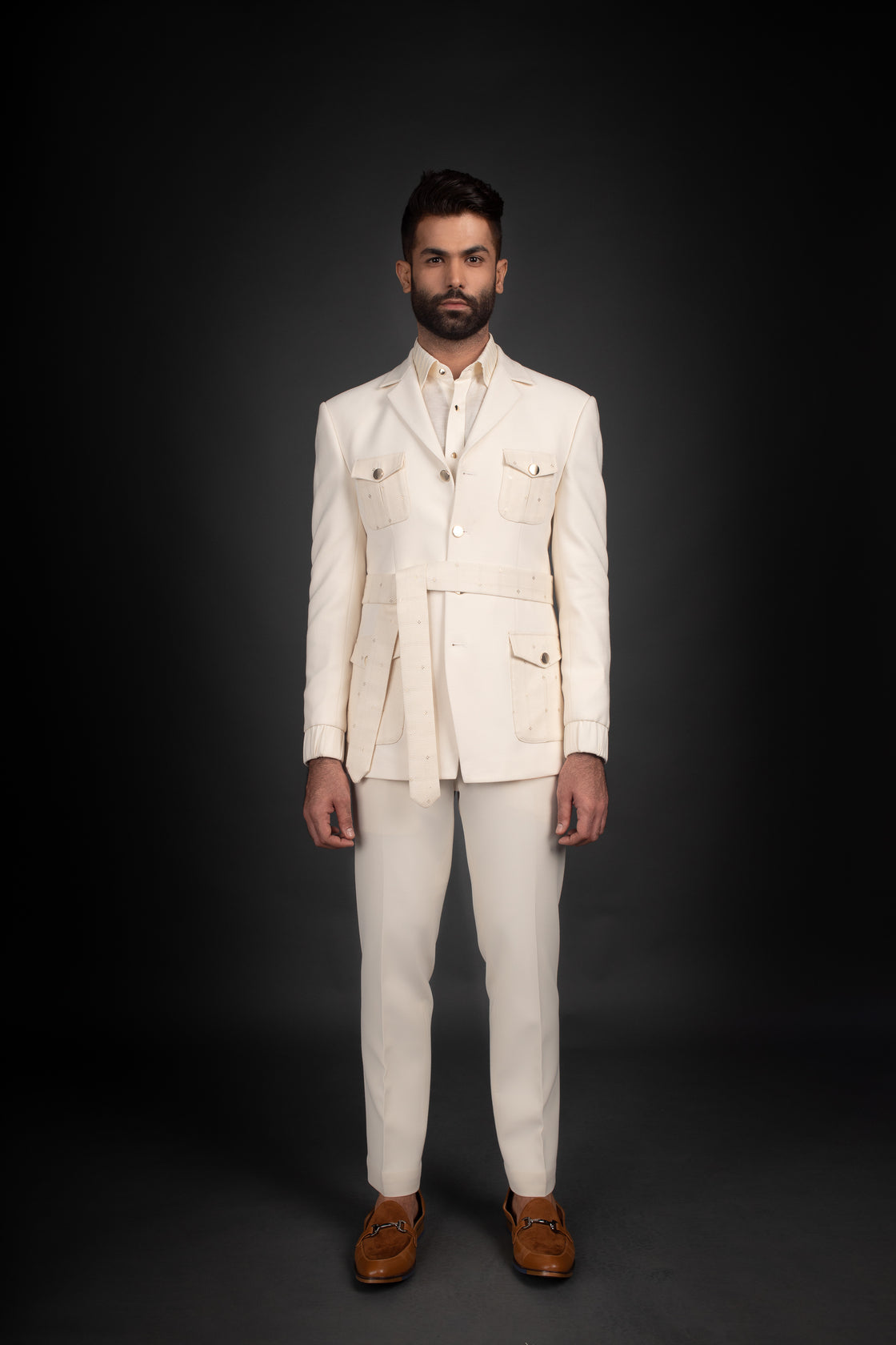 Ivory Jacket, Shirt, & Trousers