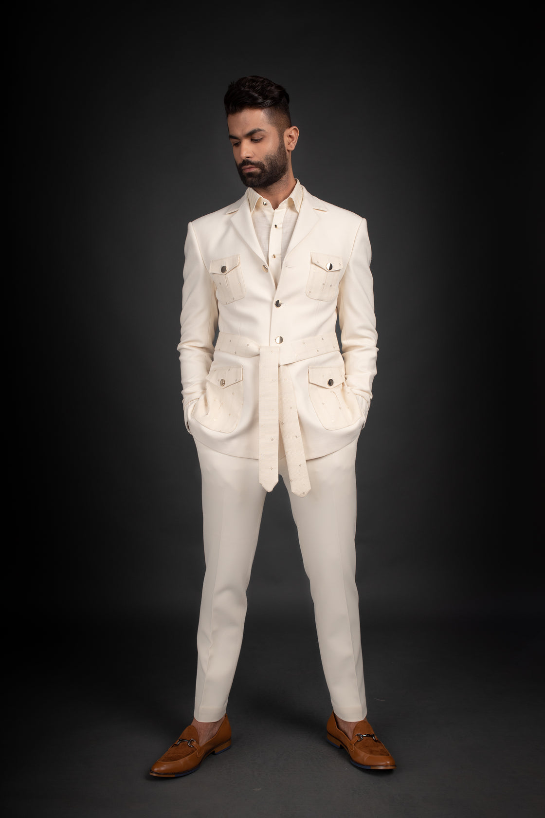 Ivory Jacket, Shirt, & Trousers