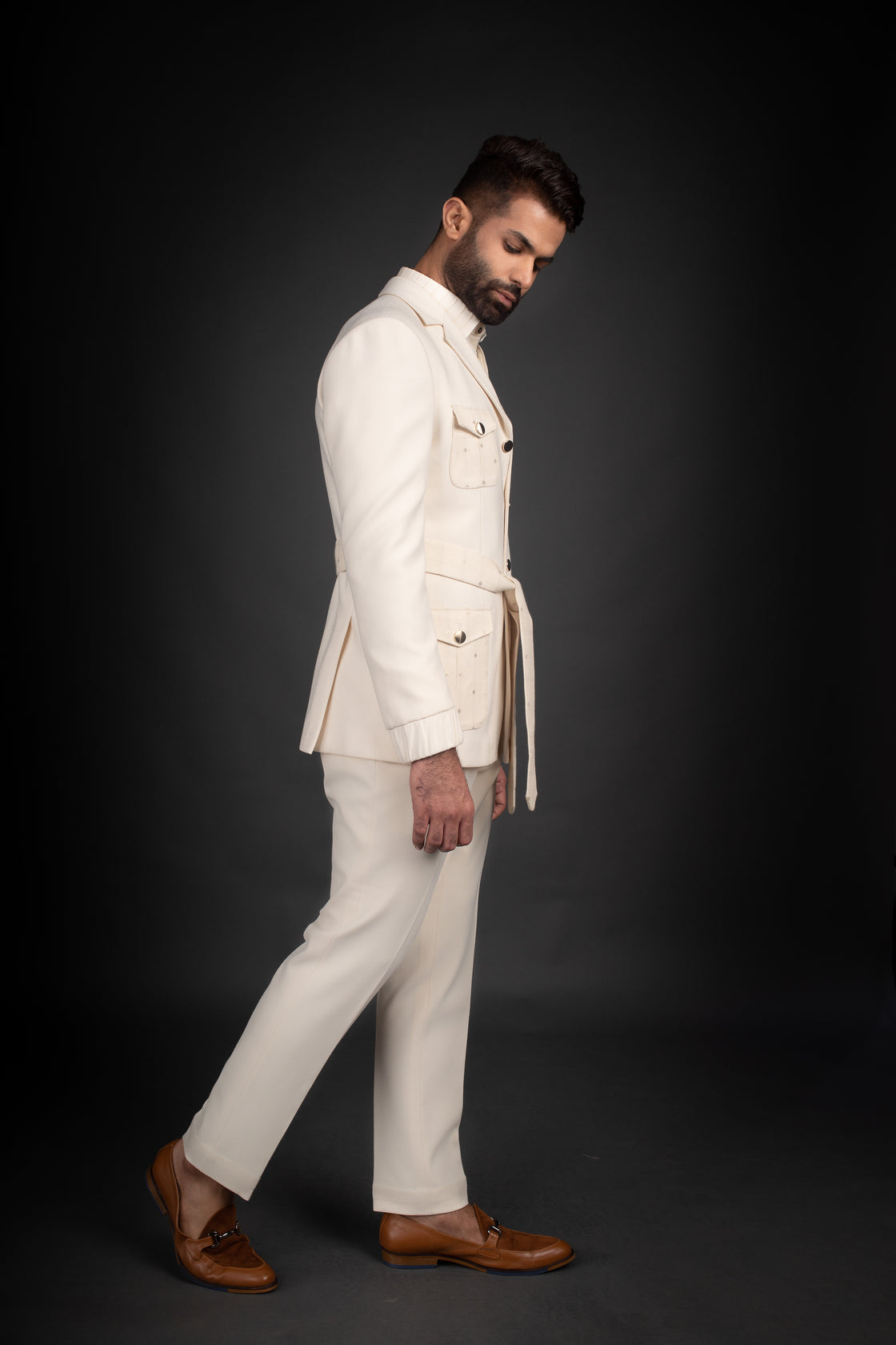 Ivory Jacket, Shirt, & Trousers