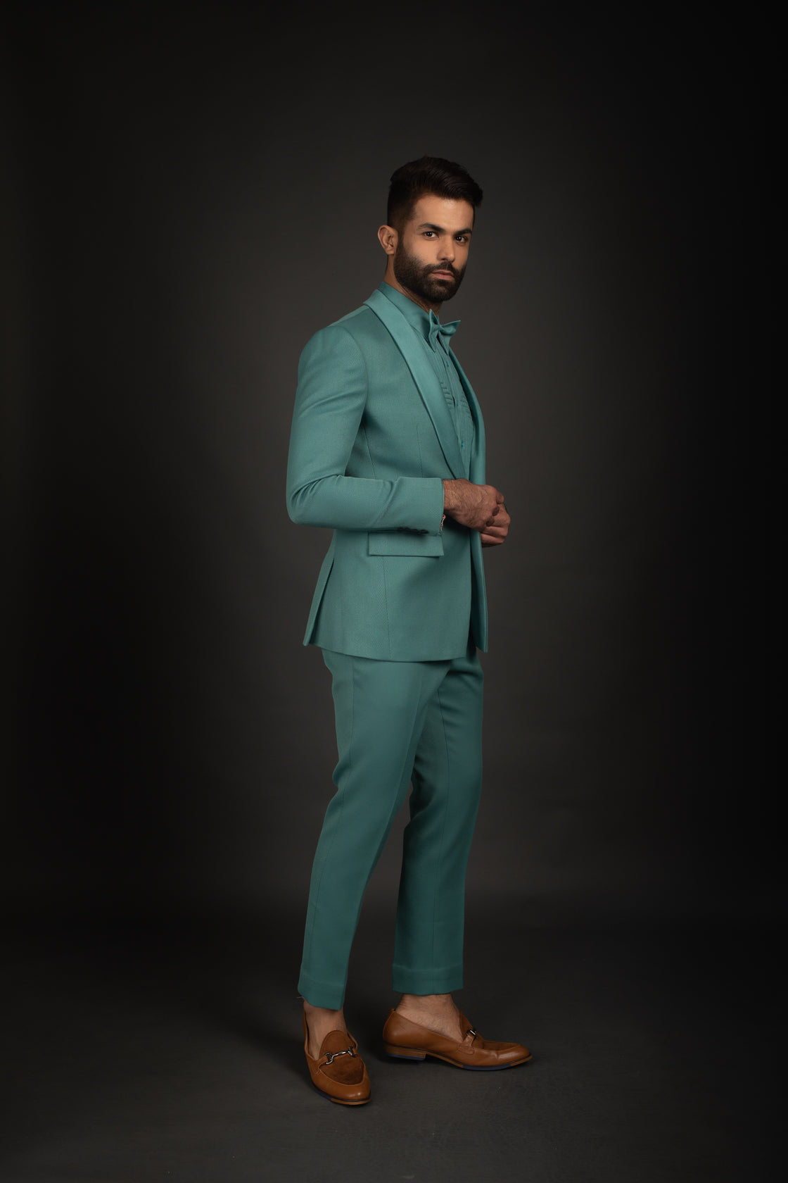 Teal Tuxedo, Shirt, Trousers