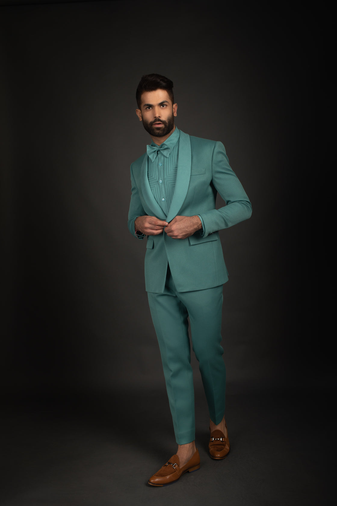 Teal Tuxedo, Shirt, Trousers