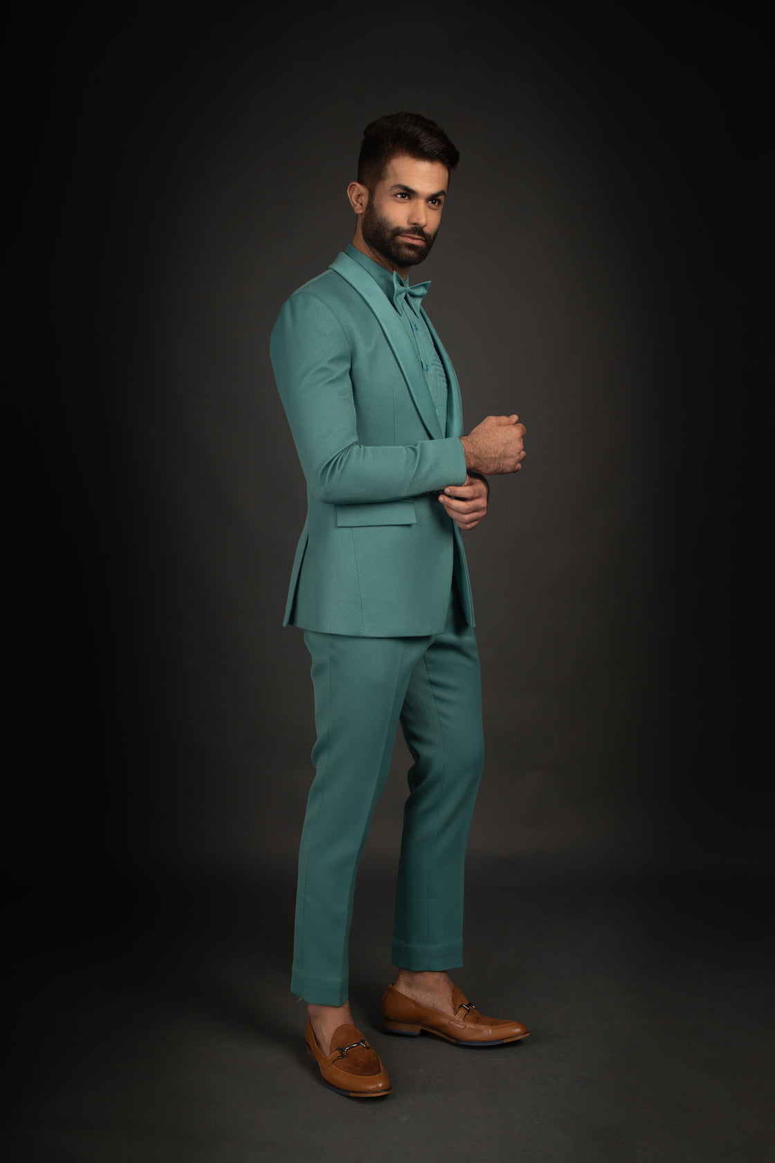 Teal Tuxedo, Shirt, Trousers