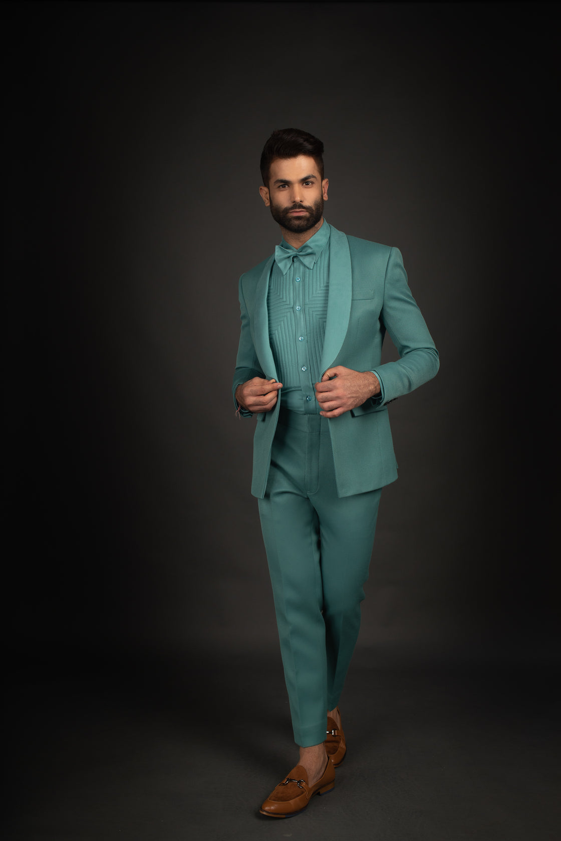 Teal Tuxedo, Shirt, Trousers