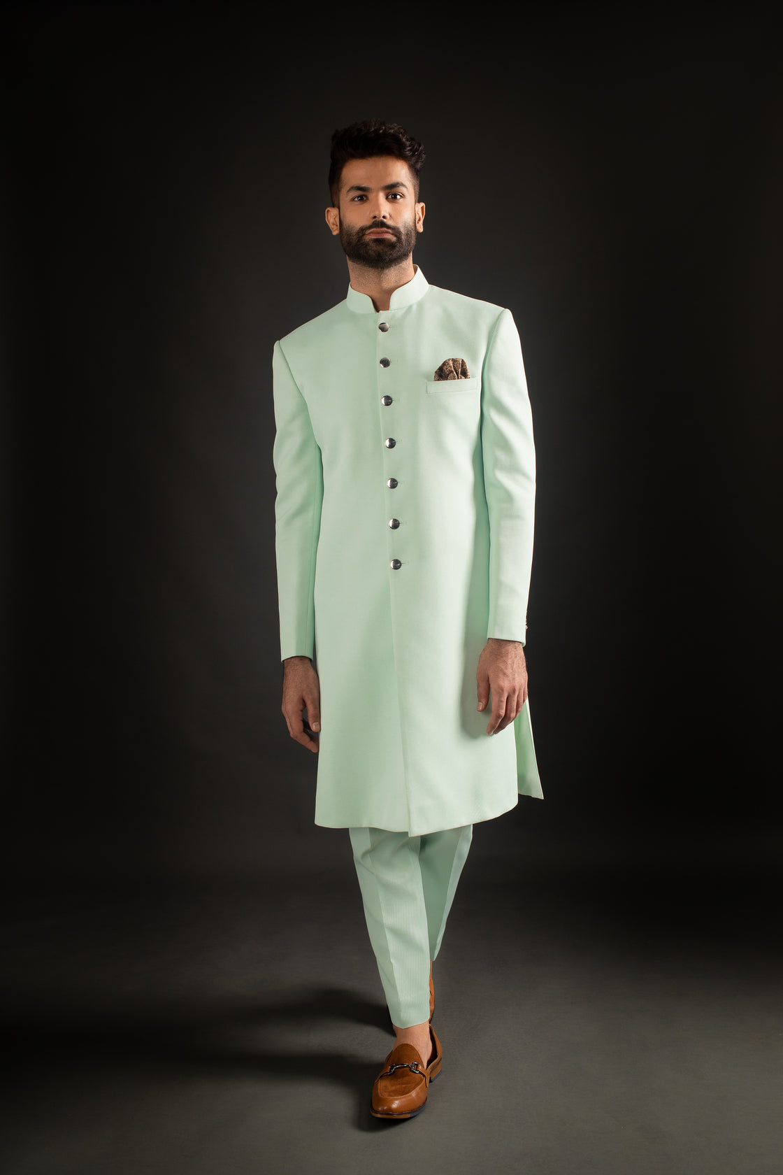 Seafoam Green Achkan & Trousers