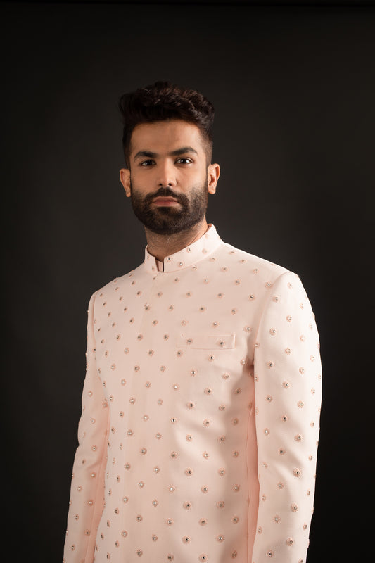 Peach Bandhgala, Kurta, & Trousers